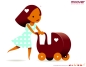 Preview: B-WARE - MOOVER Toys - Dänischer Designer Holz-Puppenwagen (rosa) / dolls pram light pink