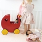 Preview: MOOVER Toys - Dänischer Designer Holz-Puppenwagen (rot solid) / dolls pram solid red