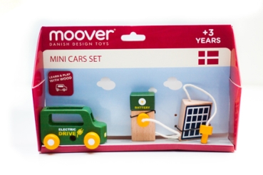MOOVER Toys - Holzauto "E-Auto" erneuerbare Energie SET 3tlg. / Mini Set Electric Service Car