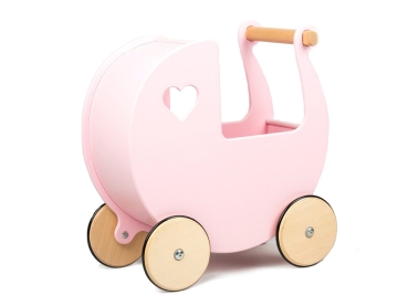 B-WARE - MOOVER Toys - Dänischer Designer Holz-Puppenwagen (rosa) / dolls pram light pink