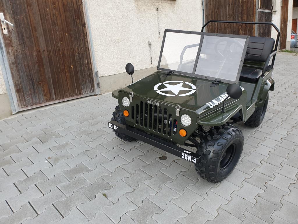 HILLBIL Mini Willys Jeep 110 ccm - Kinderauto mit Benzinmotor