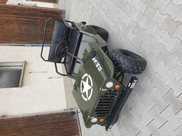 HILLBIL XTR Mini Willys Jeep US.ARMY mit Benzinmotor 150 ccm Offroad mit Federung ohne Frontscheibe