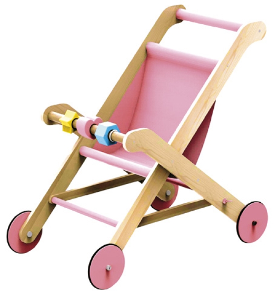 MOOVER Toys - LINE Holz Puppenbuggy (pink) / Dolls Stroller Pink