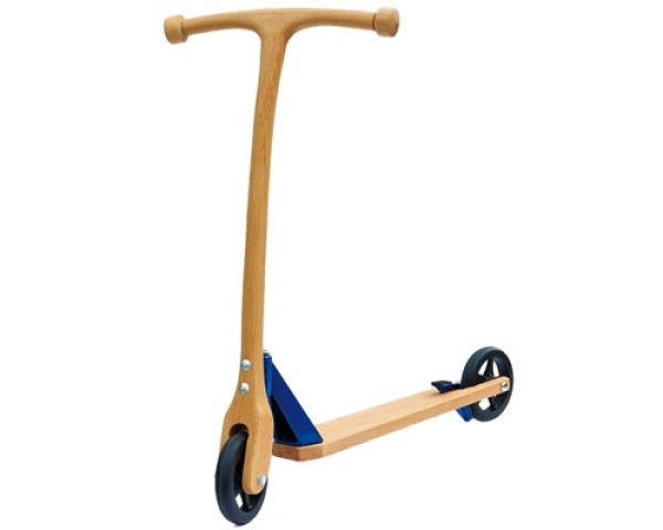 Holzroller (blau) - Tretroller/Kinderroller) - Original Lebensgemeinschaft Lautenbach