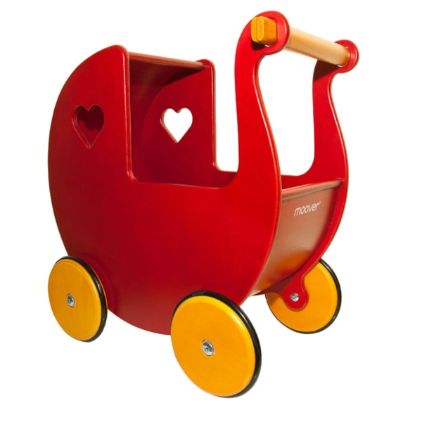 MOOVER Toys - Dänischer Designer Holz-Puppenwagen (rot) / dolls pram red