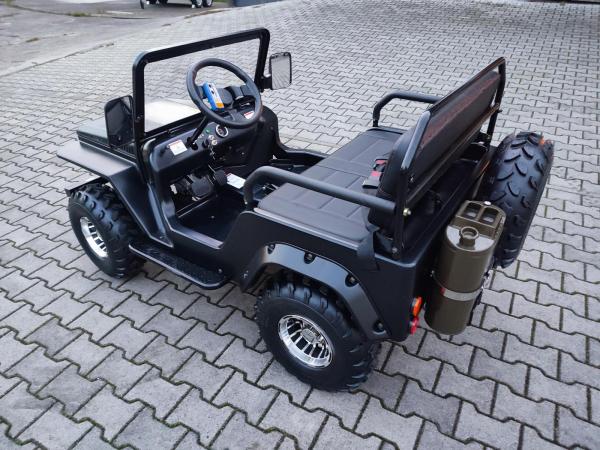 HILLBIL XTR-9 Mini Car Offroad Luftbereifung, 150 ccm, schwarz matt, mit Federung, Frontscheibe, Handbremse, Trittbretter und Alu-Felgen (ohne Seilwinde)